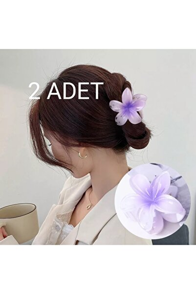 akcepazar 2 Pieces Purple Large Size Shiny Lotus Flower Buckle