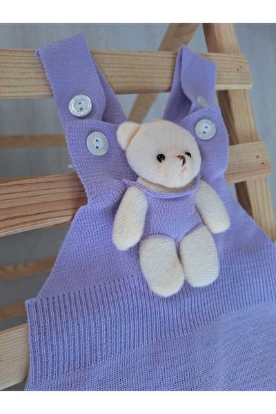 Nimini Kids New Season Teddy Bear Detailed Adjustable Strap Knitted Jumpsuit Salopet (0-5 years)
