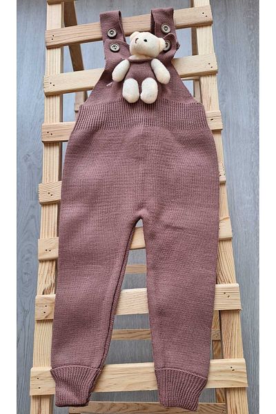 Nimini Kids New Season Teddy Bear Detailed Adjustable Strap Knitted Jumpsuit Salopet (0-5 years)