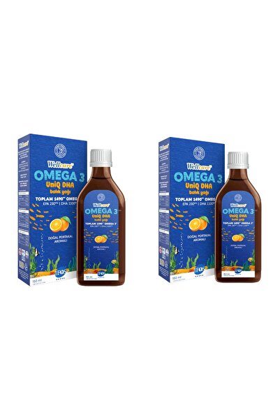Wellcare Omega 3 Uniq Doğal Portakal Balık Yağı Sıvı 150 Ml 2 Kutu