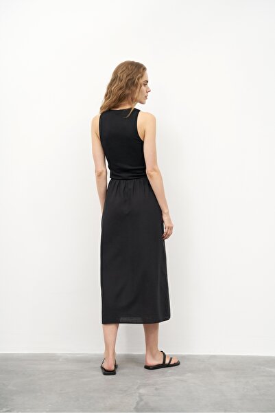 EBU Prive Γυναικεία φούστα με επένδυση από οργανικό βαμβάκι Μαύρη