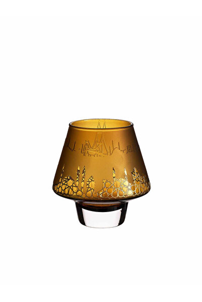 Paşabahçe Silüet Mumluk Amber 1 ADET El Yapımı Cam Butik Ürün
