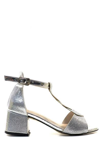 Tuğba Ortopedi 1814 Girl's Silver Stone Heeled Evening Dress Shoes