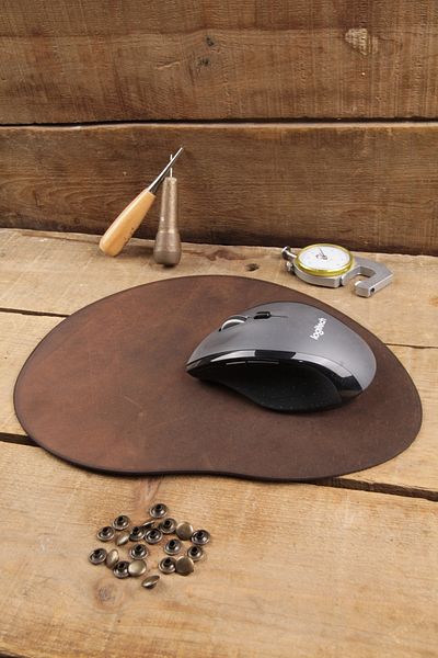 New Coast Leather 1900's Γνήσιο & Γνήσιο Δέρμα Χειροποίητο Καφέ Mouse Pad