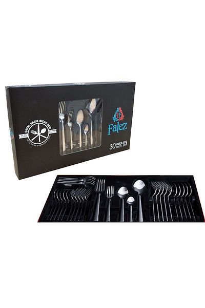 FALEZ Pera Shiny Fork Spoon Set 30 Pieces