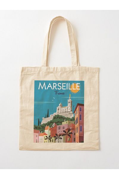 w house Gusseted Cloth Shoulder Bag 18663 - Marseille Notre Dame de la Garde poster