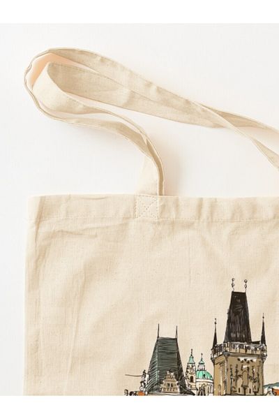 w house Gusseted Cloth Shoulder Bag 14912 - Charles Bridge Tower - Prague