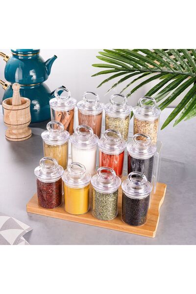 Karçiçeği Home 12'li Vakumlu Yüzük Kapaklı 200 ml Etiketli Kaşıklı Akrilik Ba...