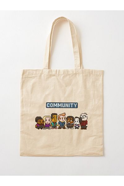 w house Gusseted Cloth Shoulder Bag 07709 - community bit character team Active