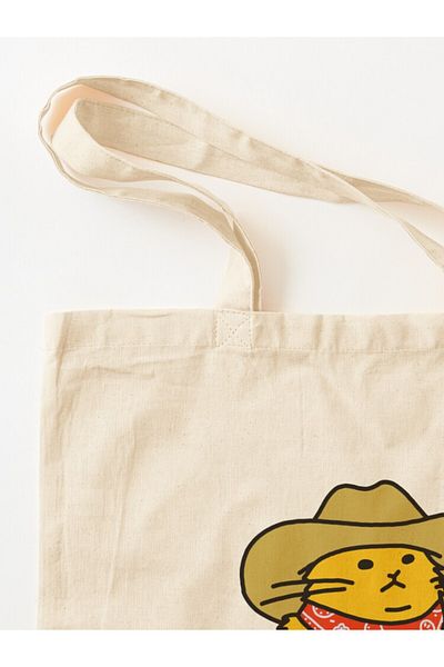 w house Gusseted Cloth Shoulder Bag 12887 - Meowdy Cowboy Cat