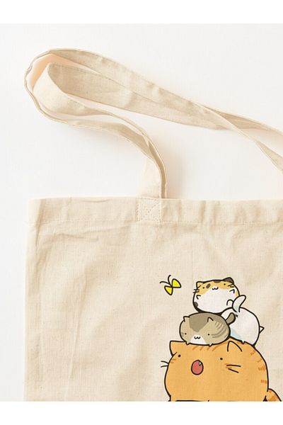 w house Gusseted Cloth Shoulder Bag 13662 - Pusheen cat