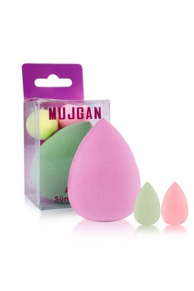 MUJGAN Mjgn-170 Large + Medium Mini Size 3-Piece Pear Sponge Set Light Pink