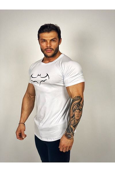 BLACK Ανδρικό μπλουζάκι White Bat Fitness