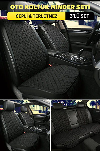 TORPEDO Tay Tüyü Cepli & Terletmez Sırtlı Oto Koltuk Minder Seti - Koltuk Koruma Kılıfı (ÖN & ARKA TAM SET)