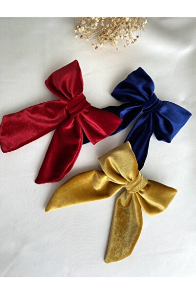 GLAREEZ Комплект тройни автоматични щипки за коса с кадифена панделка