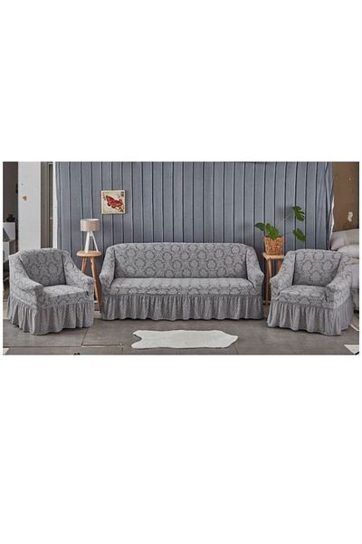 HEYTGAH Flexible and Washable Sofa Bed Couch Cover - Jacquard 311 Seat Cover, Ottoman pattern Grey
