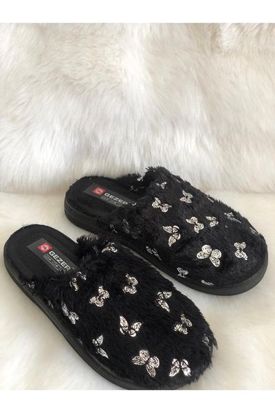 GEZER Winter Women's BUTTERFLY Patterned Home Guest Slippers