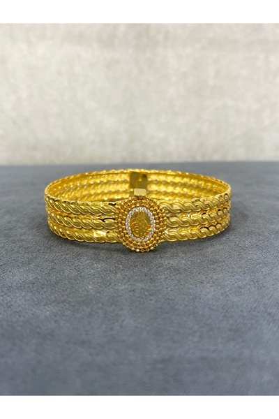ARSLANTAŞ 1989 8 AYAR ALTIN OSMANLI TUĞRALI TAŞLI KELEPÇE BİLEZİK