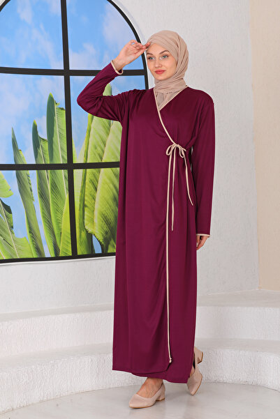 miss ledonna Practical Comfortable Side Tie Prayer Dress Plum