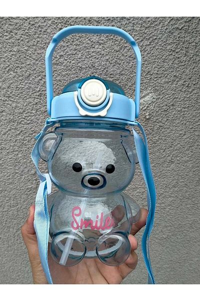 KAVİR Smile Teddy Bear Model Water Bottle Water Bottle Water Bottle 800ml Bpa Free Water Bottle