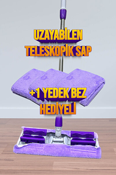 Küçük Mutluluklar Teleskopik Mandallı Mikrofiber Sihirli Mop Yüzey Temizleyic...