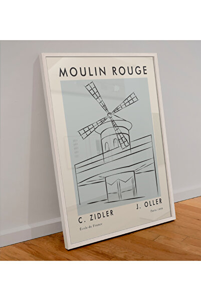 caddehediye MOULINROUGE ECOLE FRANCE YEL DEĞİRMENİ Poster Duvar Tablosu Çerçe...