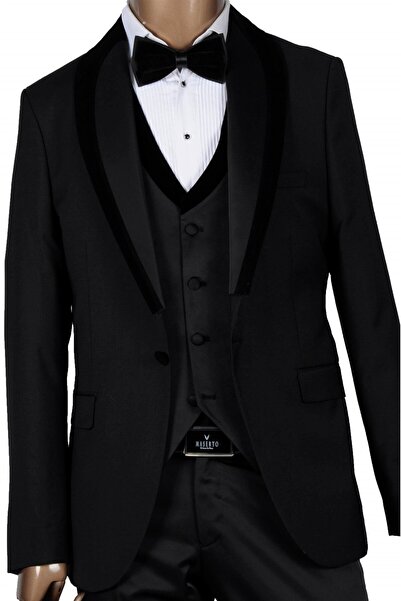 MASERTO Slim Fit Özel Siyah Damatlık