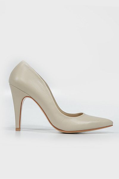 TUNAELLİ Women's MINK COLOR GENUINE LEATHER HEELED STILETTO SHOES, NUMBER 35-40