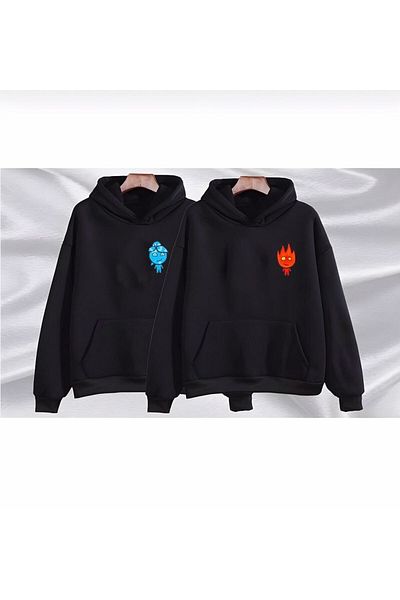 Mythologie Φούτερ Unisex Fire & Water Printed Lover Combination Φούτερ 2 τεμαχίων