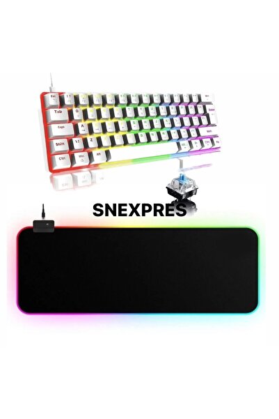 SNEXPRES Beyaz Rgb Gaming Oyuncu Klavyesi Mekanik 62 Tuş 18 AyarlanabilirLed ...