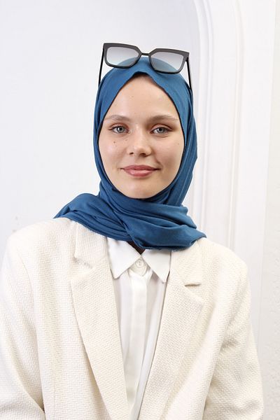 SpecialScarf Hijab Fashion VISKOSE COMBED SCALL SPECIAL SERIES DOUBLE STITCHED (RECING) 220 GRAMS SIZE 70*180 PETROL BLUE COLOR