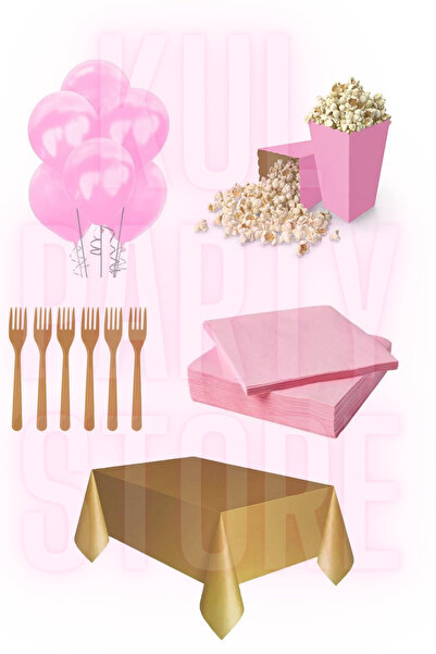 FOKUL Pembe Gold Doğum Günü Parti Konsepti Parti Malzemeleri Seti