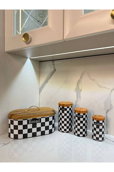 MİHMAN HOME 4-Piece Metal Jar Set Bread Bowl and Maker