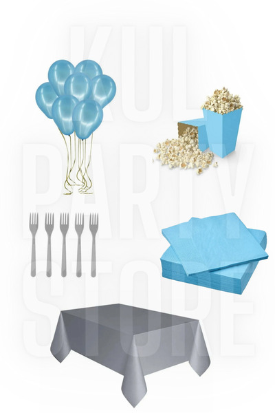 FOKUL مجموعة مستلزمات حفلات عيد الميلاد باللون الأزرق الفضي