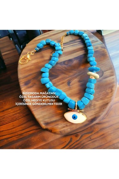 bizizmoda Bodrum Glass Bead Serenay Glass Necklace Evil Eye Bead Necklace