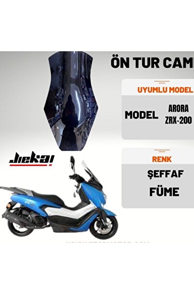 JİEKAİ RELLAX Uyumlu  ZRX200 ÖN CAM ÖN SİPERLİK FÜME RENK 65 CM