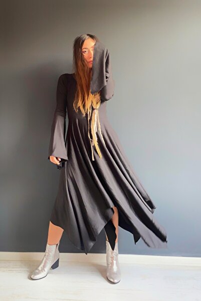 Quincey İSPANYOL KOL ASİMETRİK KESİM ELBİSE