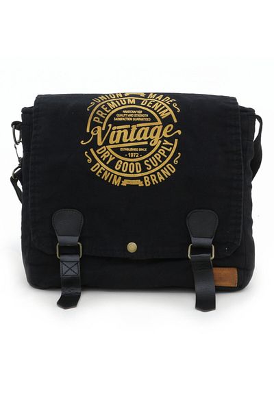 Old Cotton Cargo 8045 Black Poștaș Umăr Pânză Tabletă Servietă Laptop Scoala Notebook Geanta