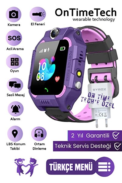 On Time Tech Sim Kartlı Ortam Dinleme Özellikli Kameralı Gps Konum Arama Yapan-q19 Smart Kids Watch
