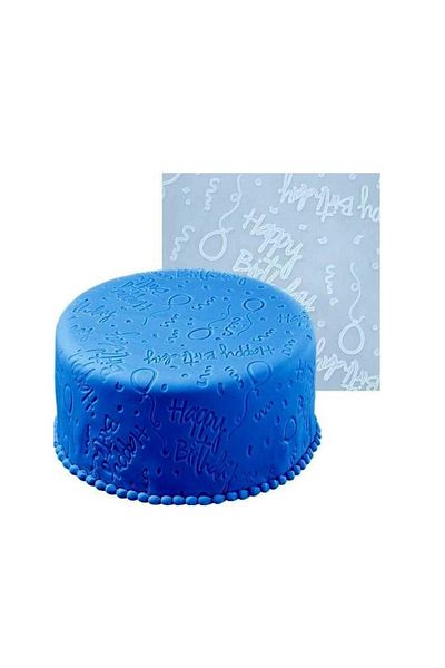 adin tasarım Happy Birthday Silicone Candy Dough Mat Silicone Mat Surface Shaping Pastry Pattern Mat 25x25 Cm