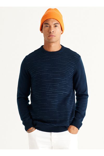ALTINYILDIZ CLASSICS Ανδρικό πουλόβερ Altınyıldız Classics Navy Blue Melange - Crew Neck 4A 4924100054