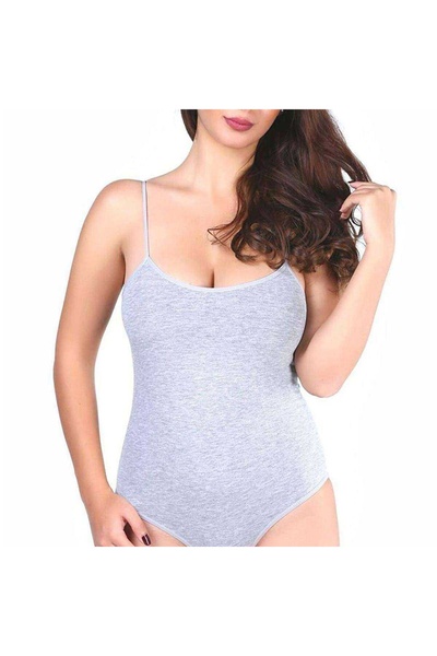 BELLA NOTTE 3 adet Tutku Kadın İp Askılı Gri Çıtçıtlı Body 0148