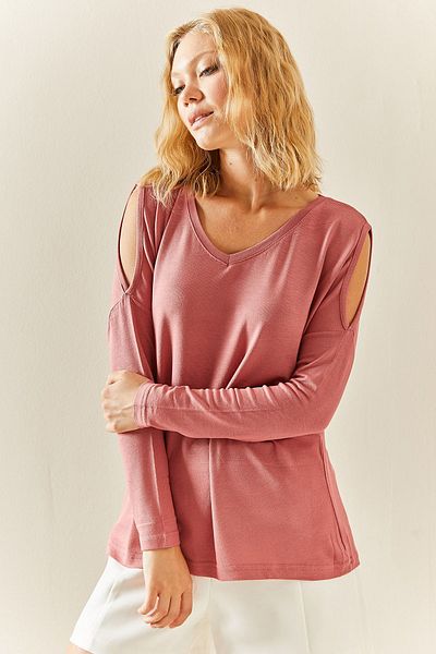 XHAN Pink Off Shoulder Loose Blouse 3YXK2-47539-20