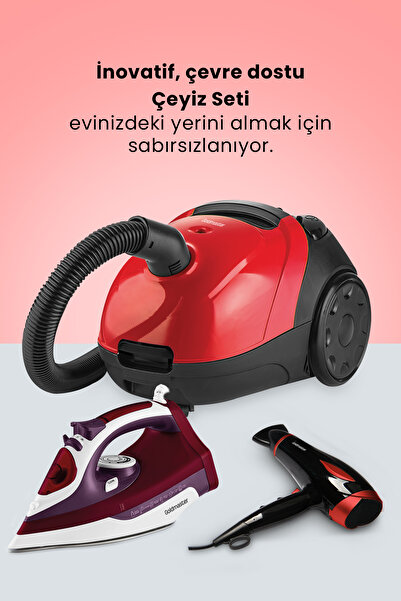 GOLDMASTER Kırmızı 31 Parça Avantajlı Elektronik Evlilik Paketi Elektrikli Mutfak Çeyiz Seti