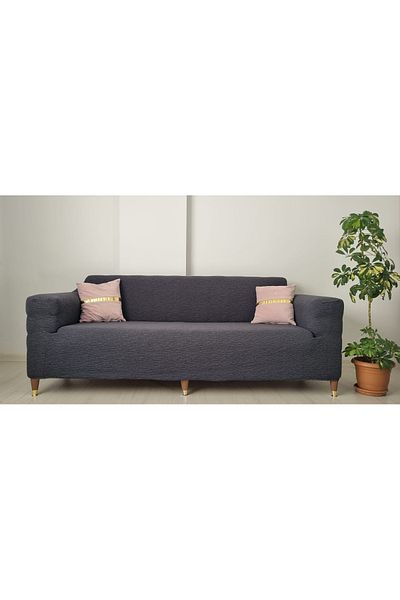 GüzelEvim Tekstil Jacquard Plain Pattern Sofa Set Cover 3+3+1+1 Elastic Sofa Cover