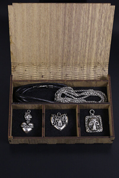 Dukkanka Gotik Tasarım Kolye Seti Ahşap Özel Hediye Kutulu