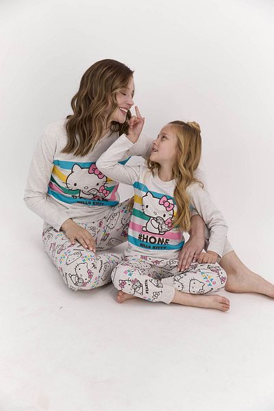 Fanilam Hello Kitti Patterned Licensed Long-sleeved Licensed Girl's Pajama Set 9-10/14-15 years old