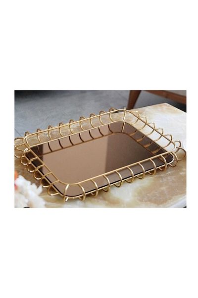 Lucky Art Gold Curved Tray 49x34x5 Cm