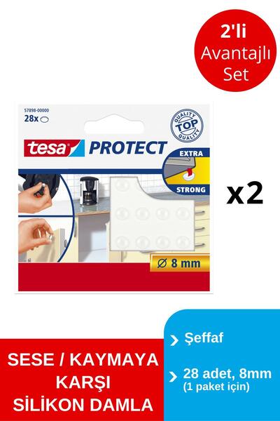 Tesa Ses Önleyici Pastil Şeffaf 8mm 28adt x 2 Paket (Toplam 56 damla)