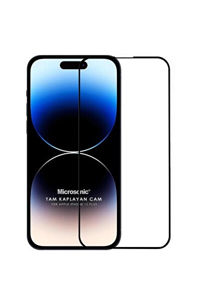 Microsonic Apple iPhone 15 Pro Max Tam Kaplayan Temperli Cam Ekran Koruyucu Siyah